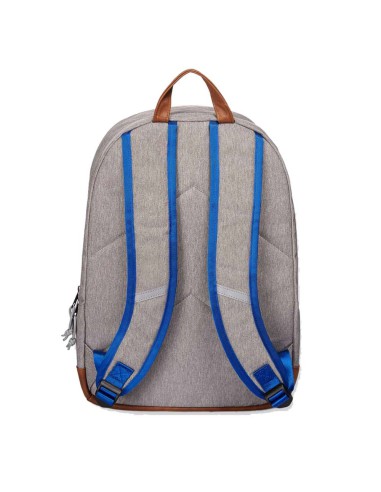 Sac à dos ado ordinateur gris bande bleu