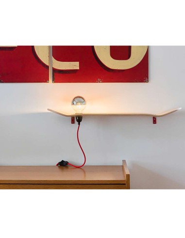 Etagère lampe skate board bois