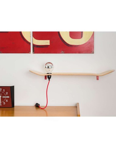 Etagère lampe skate board bois