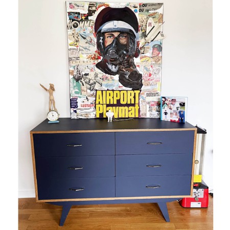 COMMODE VINTAGE RETRO PIED COMPAS
