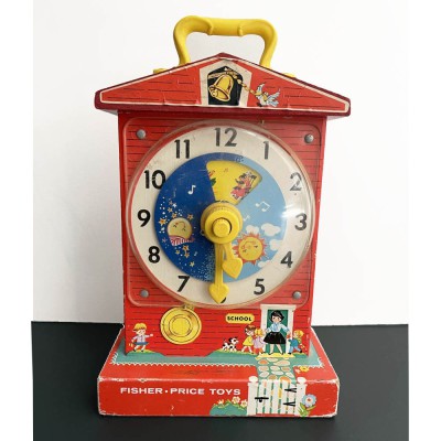 FISCHER PRICE MUSIC BOX TEACHING CLOCK 998 MADE IN USA