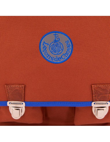 cartable vintage petit brun de bleu roi  bande arc en ciel | Leçons de choses