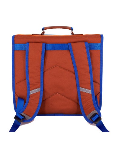 cartable vintage petit brun de bleu roi  bande arc en ciel | Leçons de choses