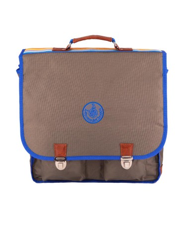 cartable-ce2-cm2-vintage-grand-kaki-bleu-roi-bande-arc-en-ciel | Leçons de choses