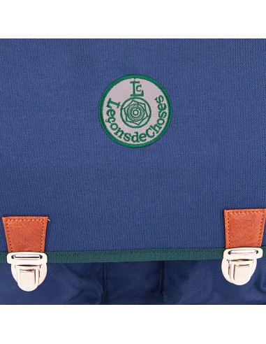 cartable-ce2-cm2-vintage-marine-et-vert-bande-arc-en-ciel| Leçons de choses