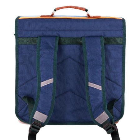 cartable-ce2-cm2-vintage-marine-et-vert-bande-arc-en-ciel| Leçons de choses
