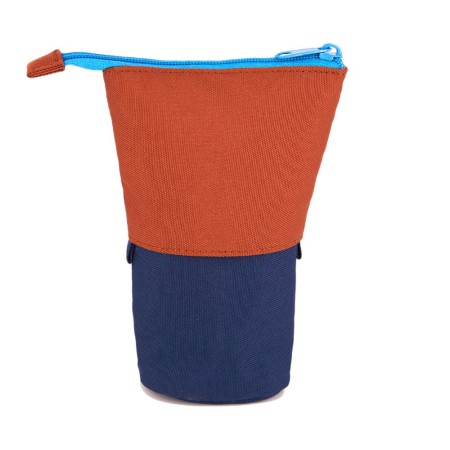 trousse porte crayon marron et marine