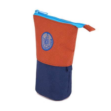 trousse porte crayon marron et marine