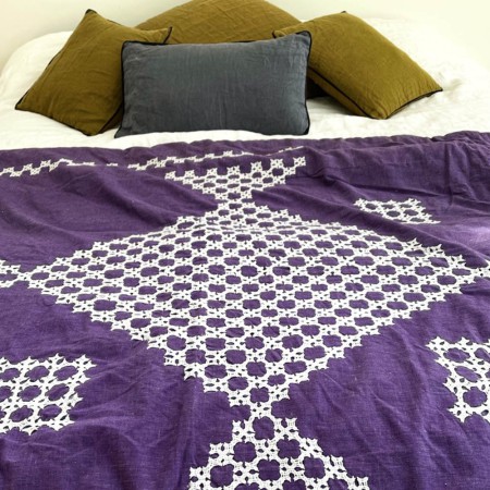 plaid fille violet brodé main