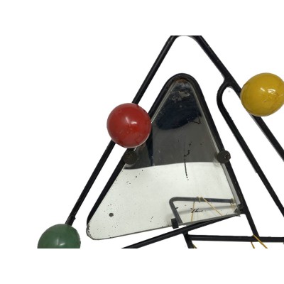 porte manteau murale 4 boules avec miroir et étagère 2