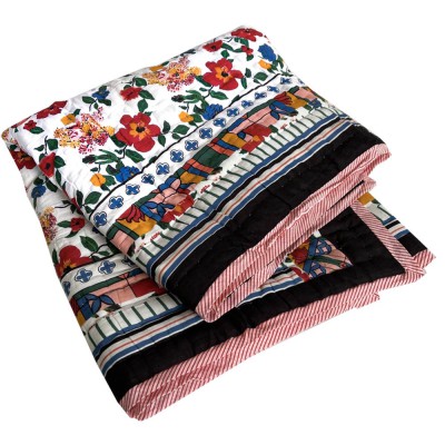 plaid matelassé boutis fleurs russe hibiscus