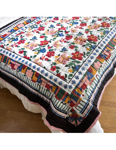 plaid matelassé boutis fleurs russe hibiscus