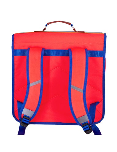 cartable-ce2-cm2-vintage-rose-fluo-bleu-roi-bande-arc-en-ciel| Leçons de choses