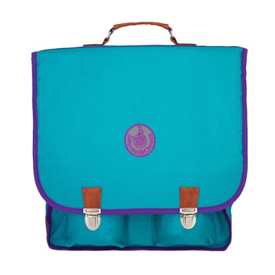 cartable-ce2-cm2-vintage-marine-et-vert-bande-arc-en-ciel| Leçons de choses