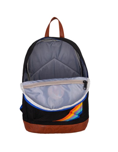 sac leçons de choses noir  orange fluo bande arc en ciel