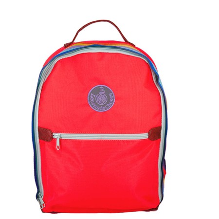 sac à dos rose fluo et lila bande arc en ciel enfant