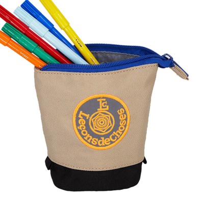 trousse porte crayon beige et fluo leçons de choses