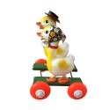 COUPLE DE CANARD A TRAINER, JOUET ANNEE 60, BOIS ET CELLULOID,MARQUE EDUCALUX
