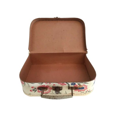 PETITE VALISE ANCIENNE DE POUPEE EN CARTON ROSE FLEUR 2